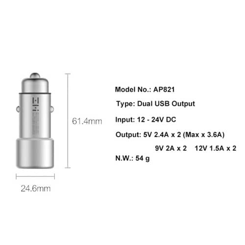 مشخصات شارژر فندکی ZMI AP821